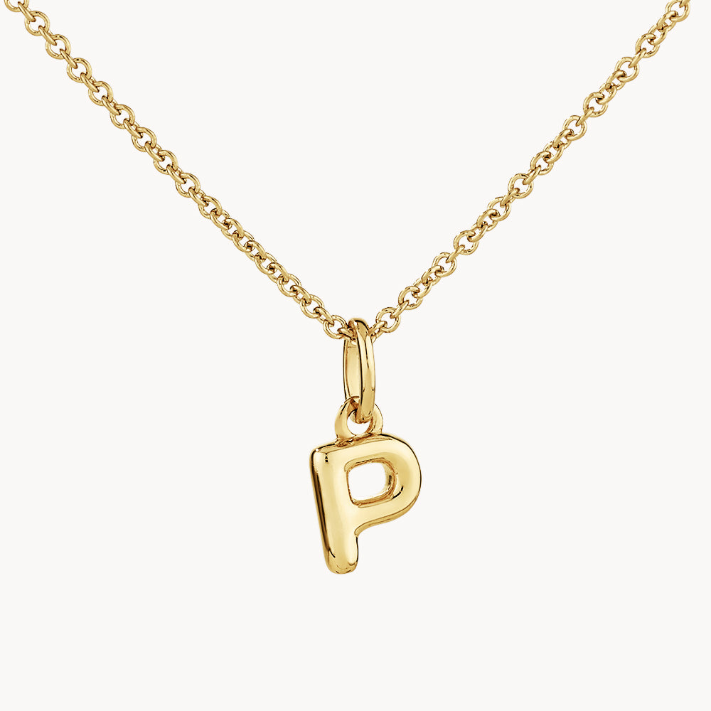 Gold Bubble Letter Necklace - Personalized Initial Pendant for Women - Perfect for Gifts, Birthdays & Everyday Wear