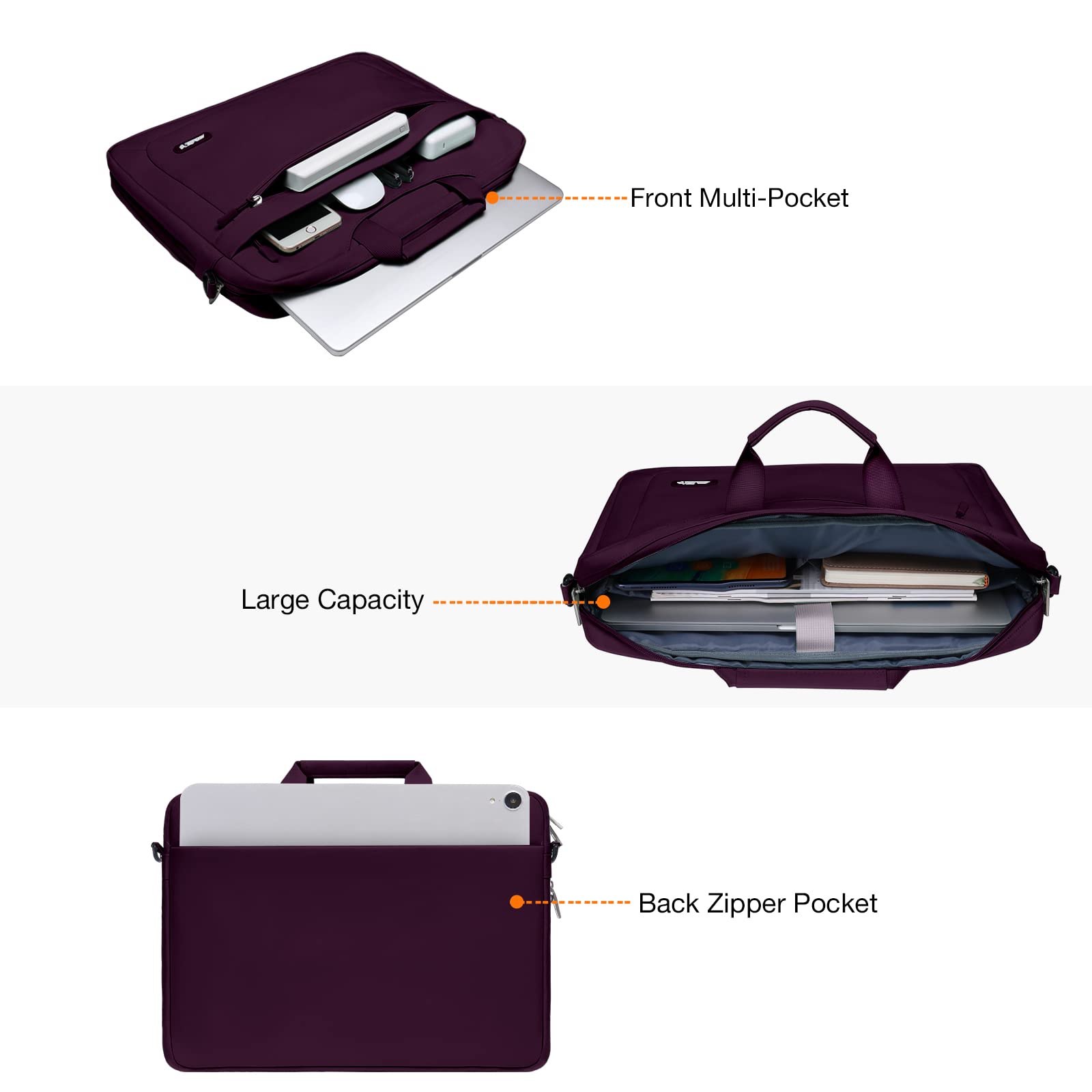MOSISO Laptop Shoulder Bag for MacBook Air 13/Pro 13-14 Inch - Adjustable Depth Messenger Bag Compatible with MacBook Pro 14 inch M3/M2/M1 Pro Max (2021-2023 Models) - Waterproof & Lightweight - Perfect for Work, Travel & College (Magenta Purple)