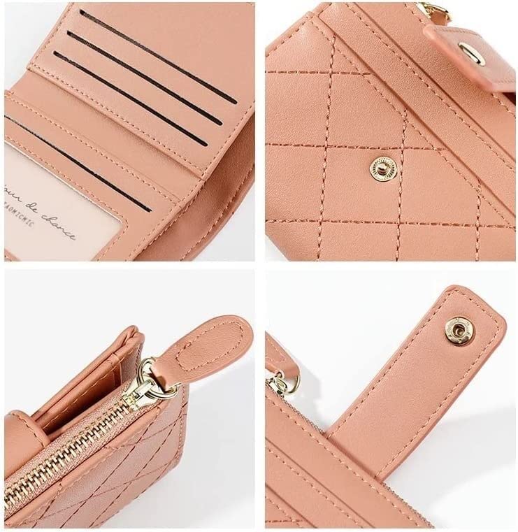 Genuine PU Leather Plaid Card Holder for Women - Stylish Zipper Wallet with Coin Pocket, School Girl Handbag Purse (11.5 x 9cm) - Perfect for School, Work & Everyday Use