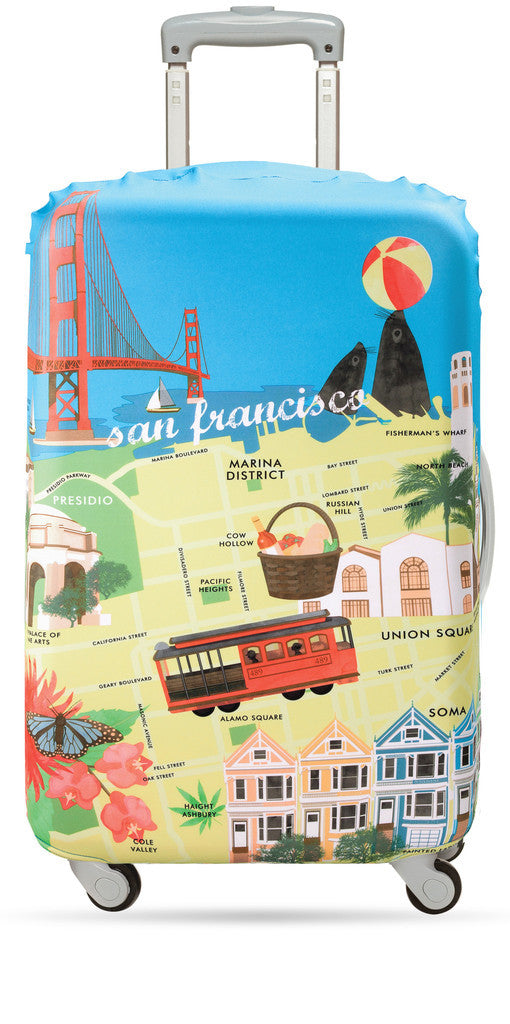 LOQI Luggage Cover URBAN Collection by Melissa Mackie - Stylish Protective Travel Bag Cover for Suitcases - Perfect for Airports, Business Trips & Vacations