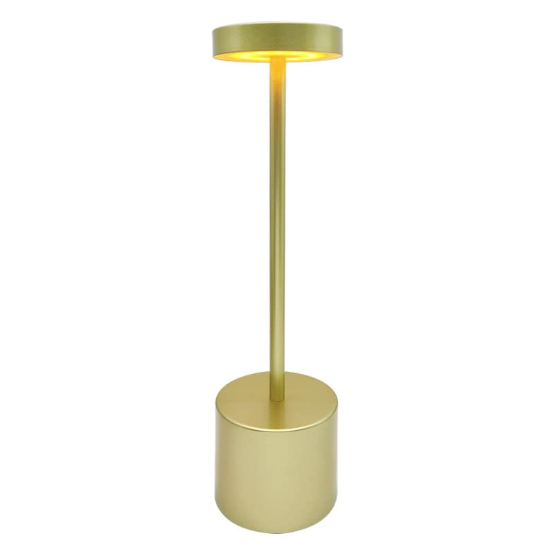 Leroxo Portable Metal Desk Lamp - Cordless LED Table Lamp with 3 Color Touch Control, Rechargeable, 3-Level Brightness - Perfect for Home Office, Bedside, Dining Room (Satin Gold)