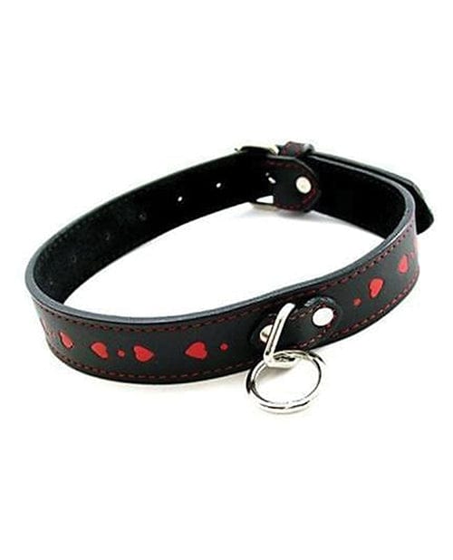 Plesur PVC Dog Collar with Heart Design - Black and Red Adjustable Pet Collar for Small Medium Dogs | Perfect for Daily Walks, Training & Fashion Accessories
