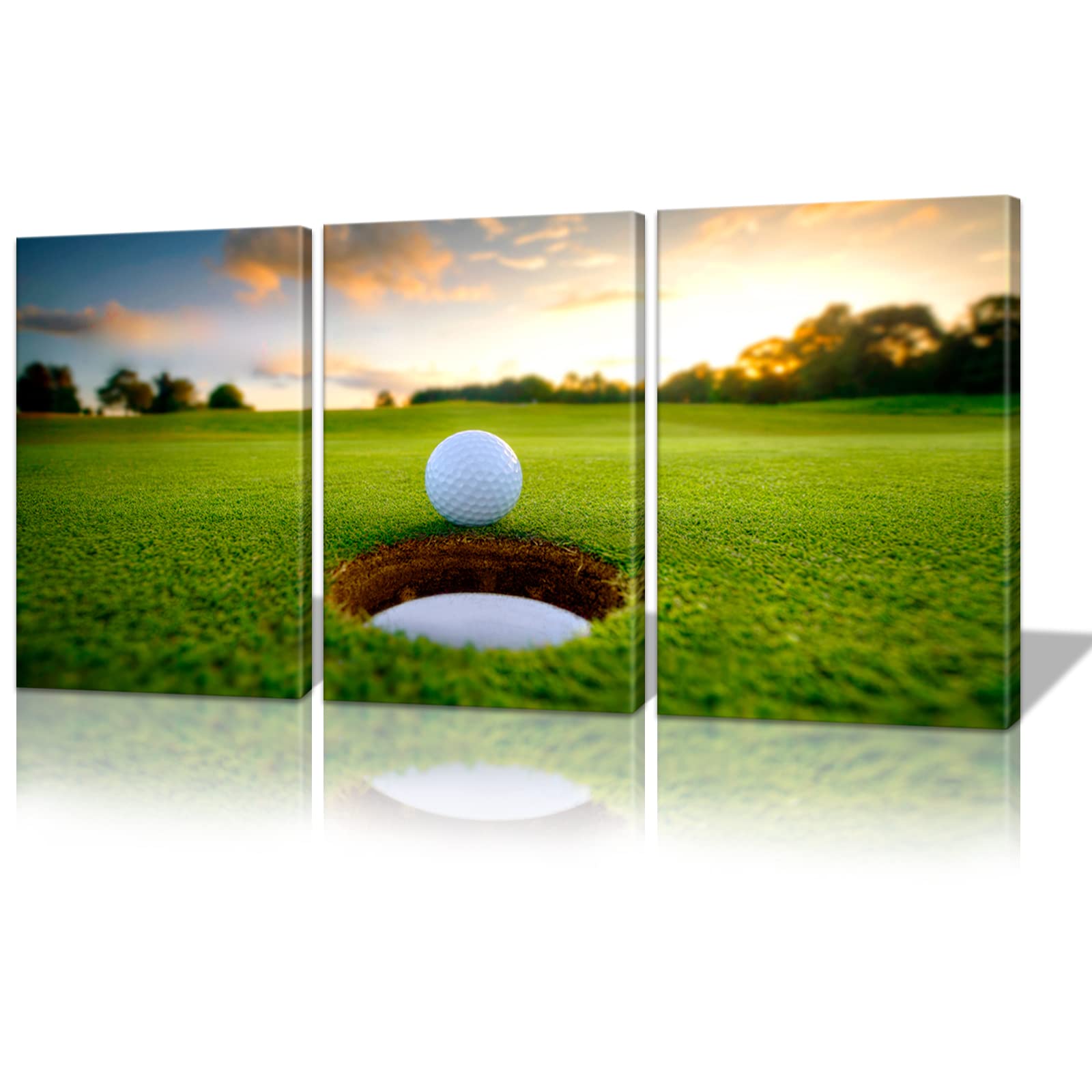 Golf Course Canvas Wall Art - Framed Golf Ball Painting Print for Living Room & Office Decor - Ready to Hang - Perfect for Sports Enthusiasts & Home Styling