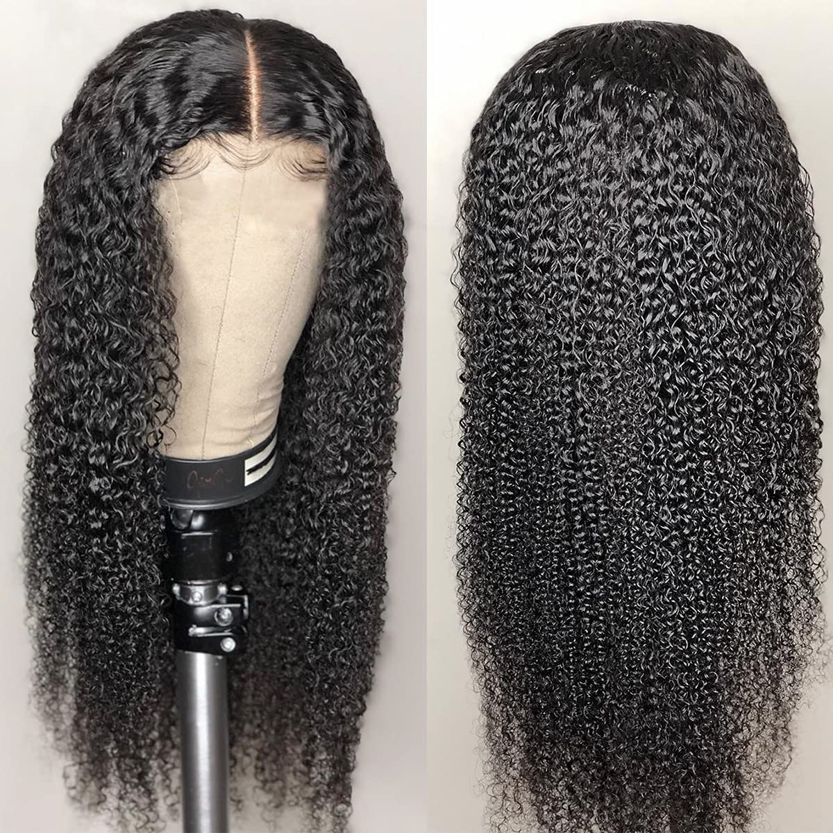 SUPERNOVA Deep Curly Lace Front Human Hair Wig - 18 Inch Glueless T-Part Pre-Plucked 180% Density Natural Black | Perfect for Daily Wear, Cosplay & Special Occasions