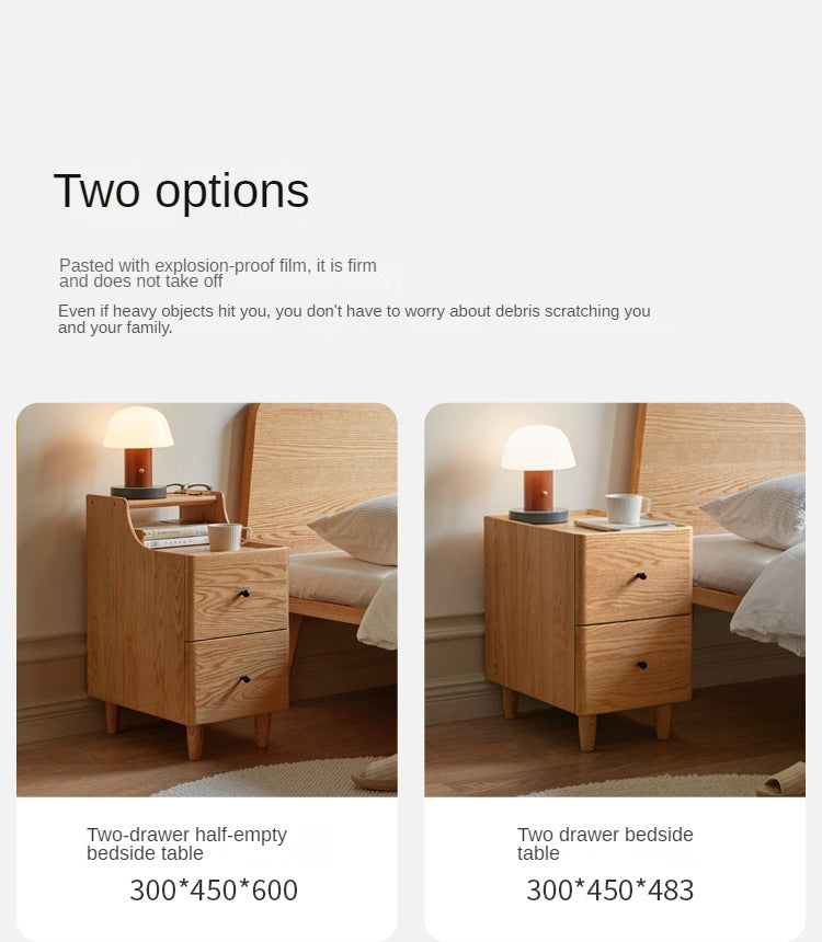 Solid Oak and Ash Wood Nightstand - Rustic Bedside Table with Drawer for Bedroom, Living Room, or Guest Room - Durable Wooden End Table for Home Decor
