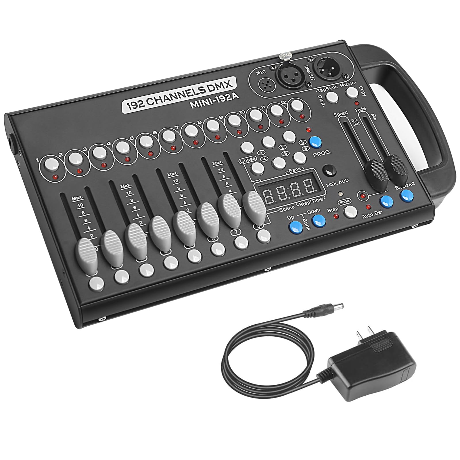 192-Channel DMX Lighting Controller for DJ & Stage Lights - Portable DMX512 Console with LED Control - Perfect for Nightclubs, Concerts & Live Events