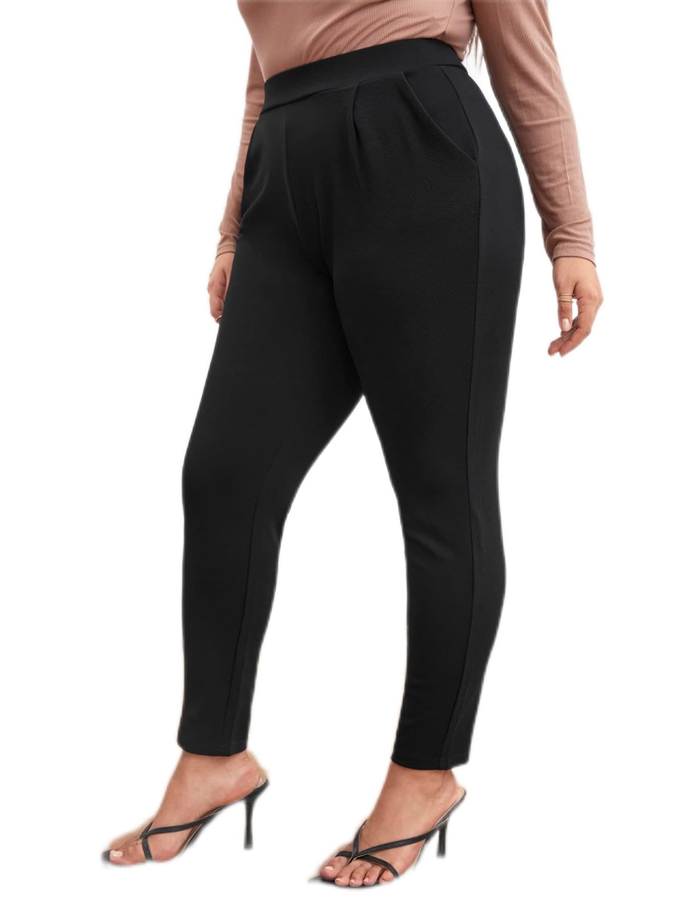 Women's Plus Size High Waist Skinny Pants - Stretchy Slim Fit Trousers for Work, Office & Casual Wear