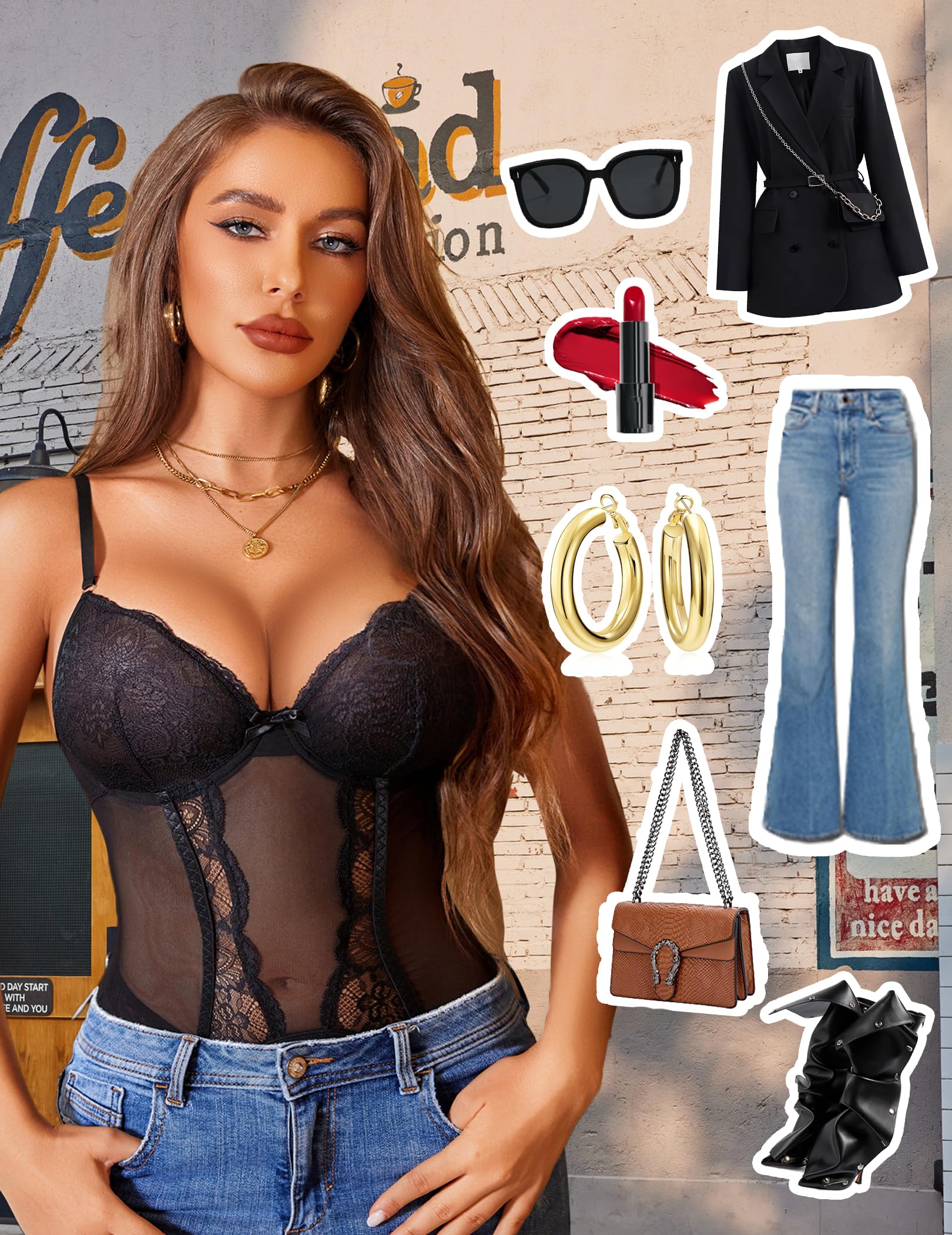 **Avidlove Women's Lace Bodysuit Teddy Lingerie Set with Garter Belt & Babydoll Panty - Sexy Lingerie for Date Night & Boudoir Photography**
