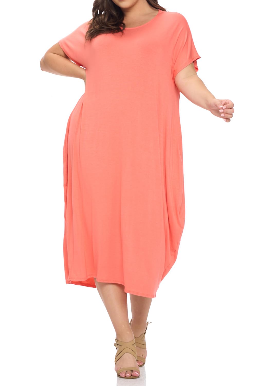 Vivienne Pastel Women's Cocoon Maxi Dress with Dolman Sleeves - Flowy Boho Chic Dress for Beach Vacation, Summer Weddings & Casual Outings
