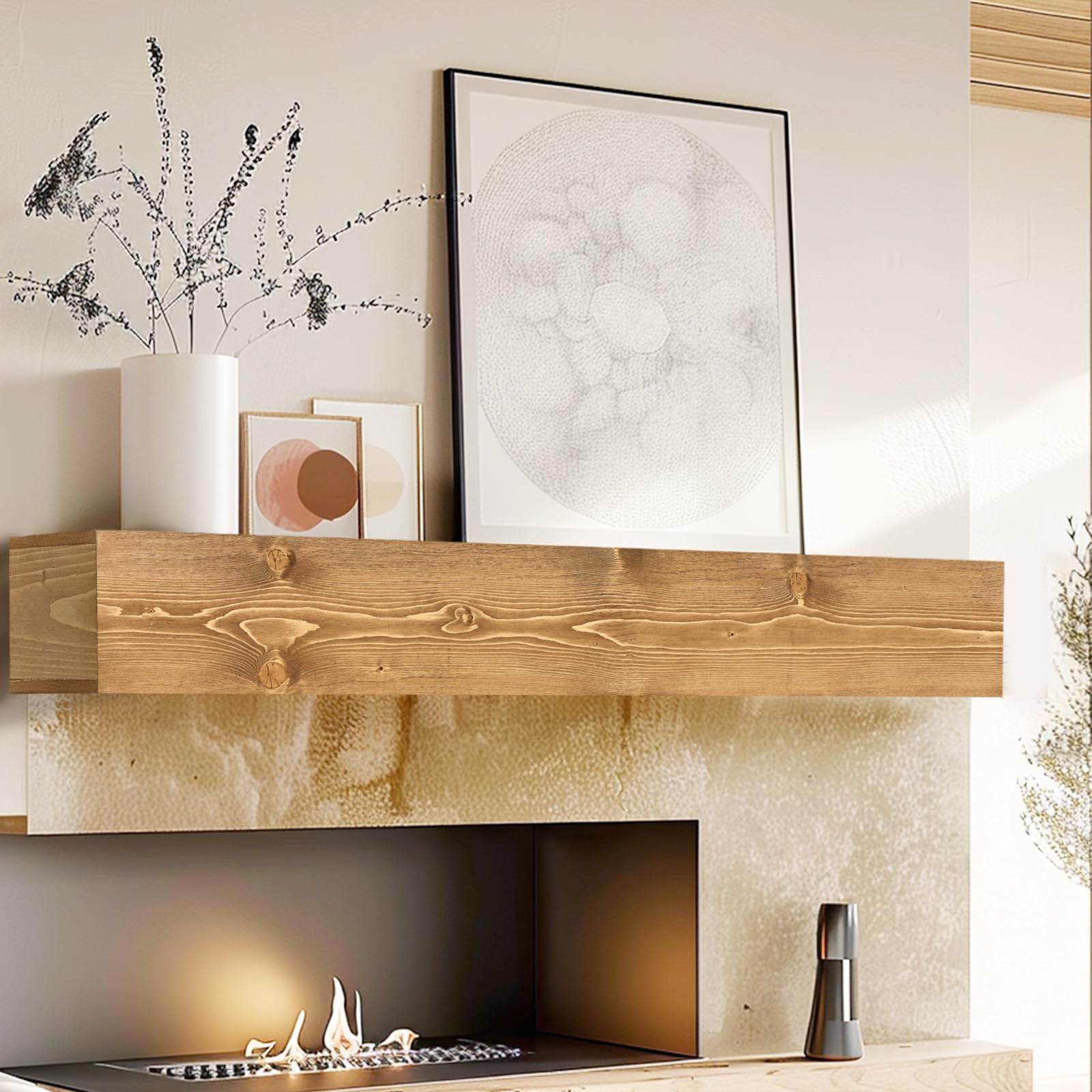 Handmade 60-Inch Rustic Wood Floating Shelf - 6