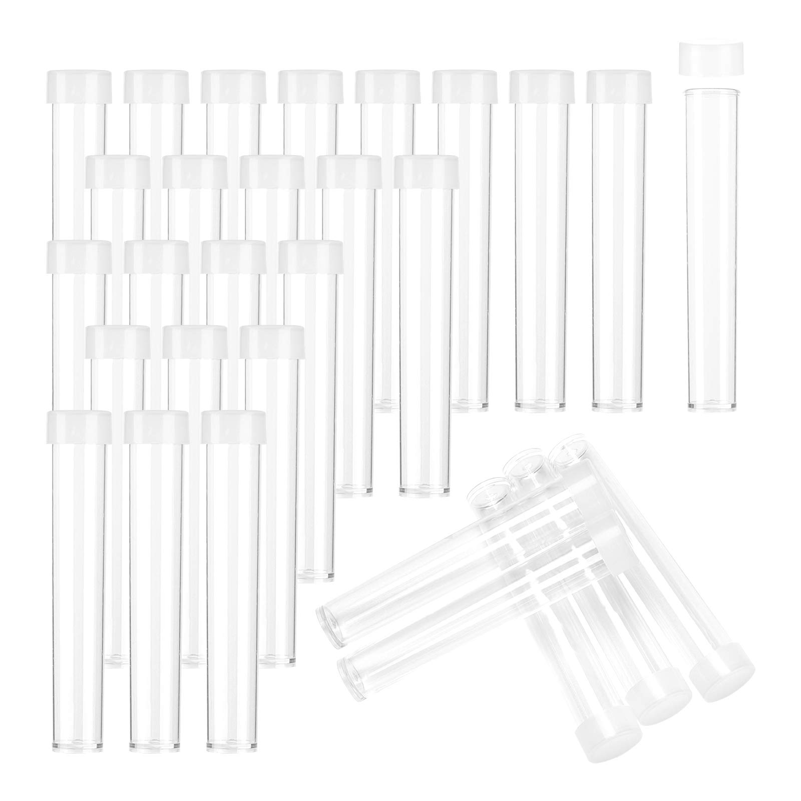 100pcs Clear Plastic Tube Bead Containers - 15ml Transparent Empty Storage Tubes with Lids (75x13mm/2.9x0.5