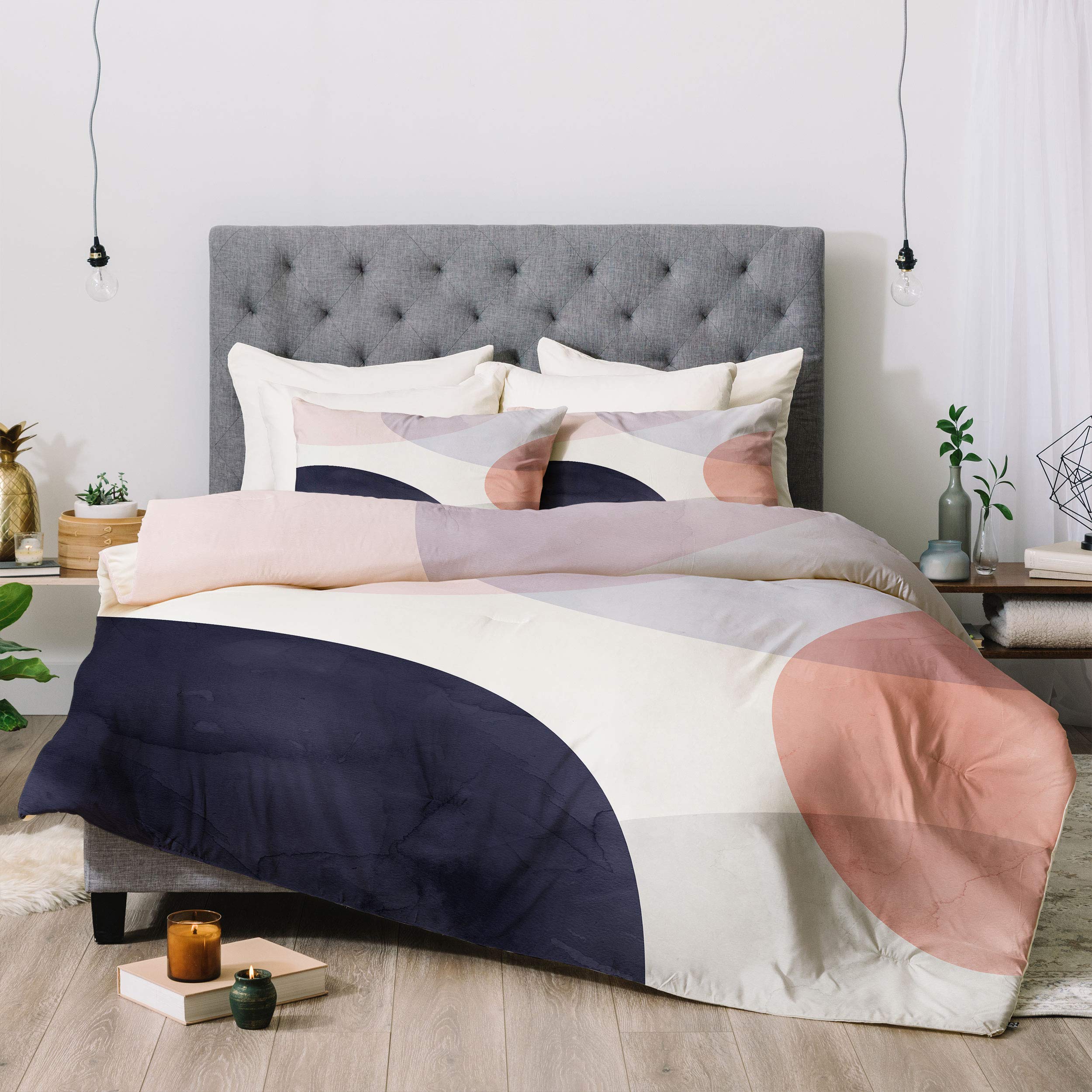 Pastel Shapes Comforter Set by Emanuela Carratoni - Twin/XL Size with Pillowcases | Soft Geometric Bedding for Modern Bedrooms & Guest Rooms