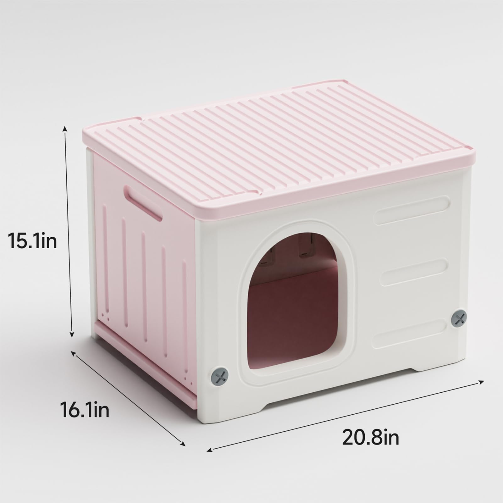 **Waterproof Stackable Cat House for Indoor & Outdoor Use - Winter Weatherproof Shelter with Scratching Board & Cushion (Pink) - Perfect for Feral Cats, Pet Beds & Cozy Hideaways**