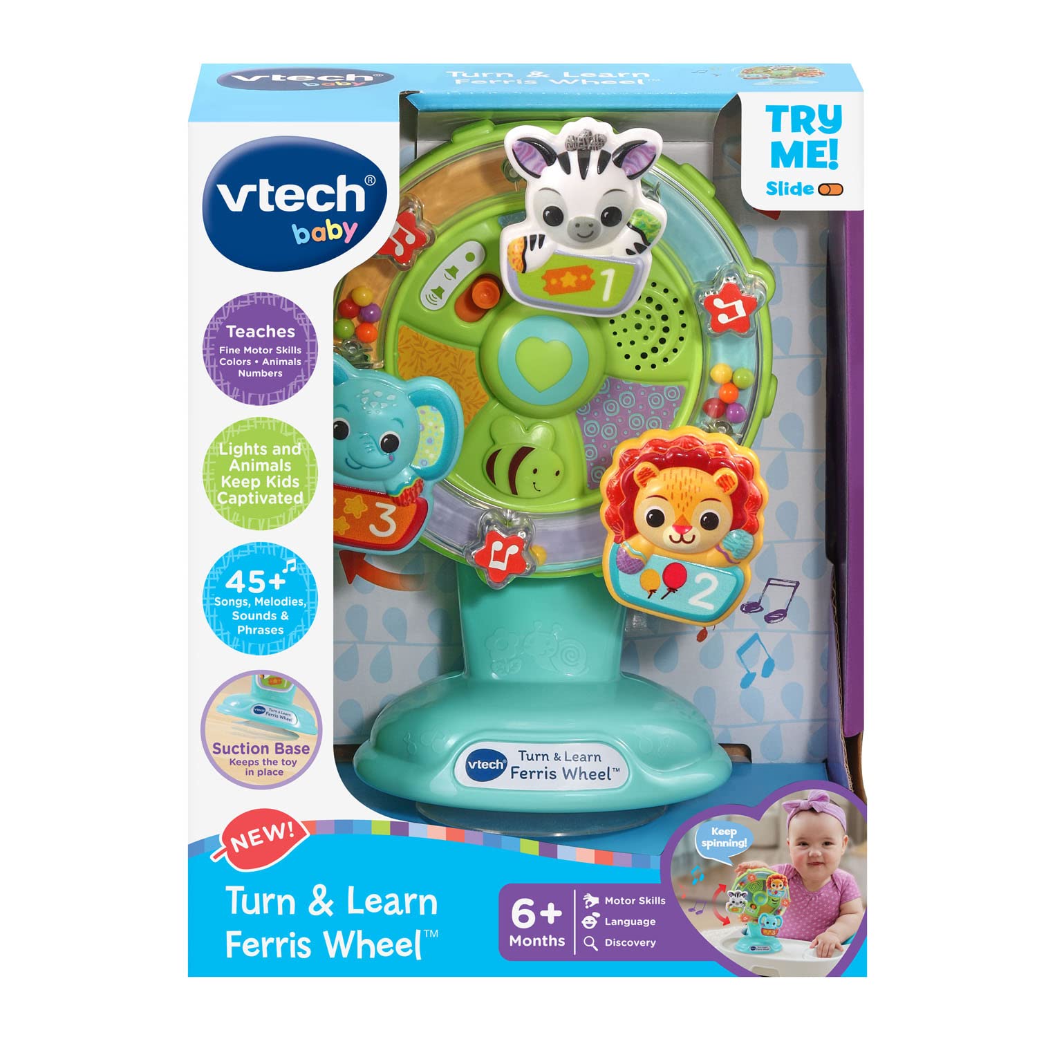 VTech Turn and Learn Ferris Wheel - Interactive Baby Toy with Lights, Sounds & Learning Activities for Toddlers 6-36 Months - Perfect for Early Education & Playtime Fun