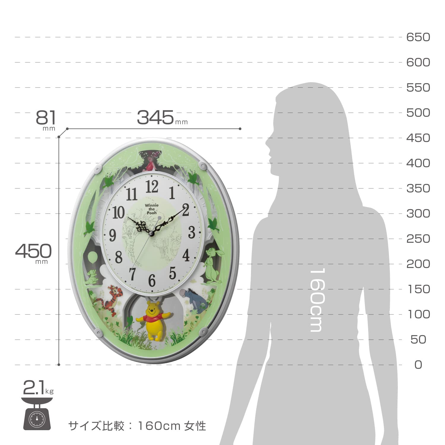 Disney Winnie The Pooh Wall Clock with Radio & Melody - White 4MN523MC03 | Cute Nursery Decor, Kids Room Clock, Pooh Bear Themed Gift for Children