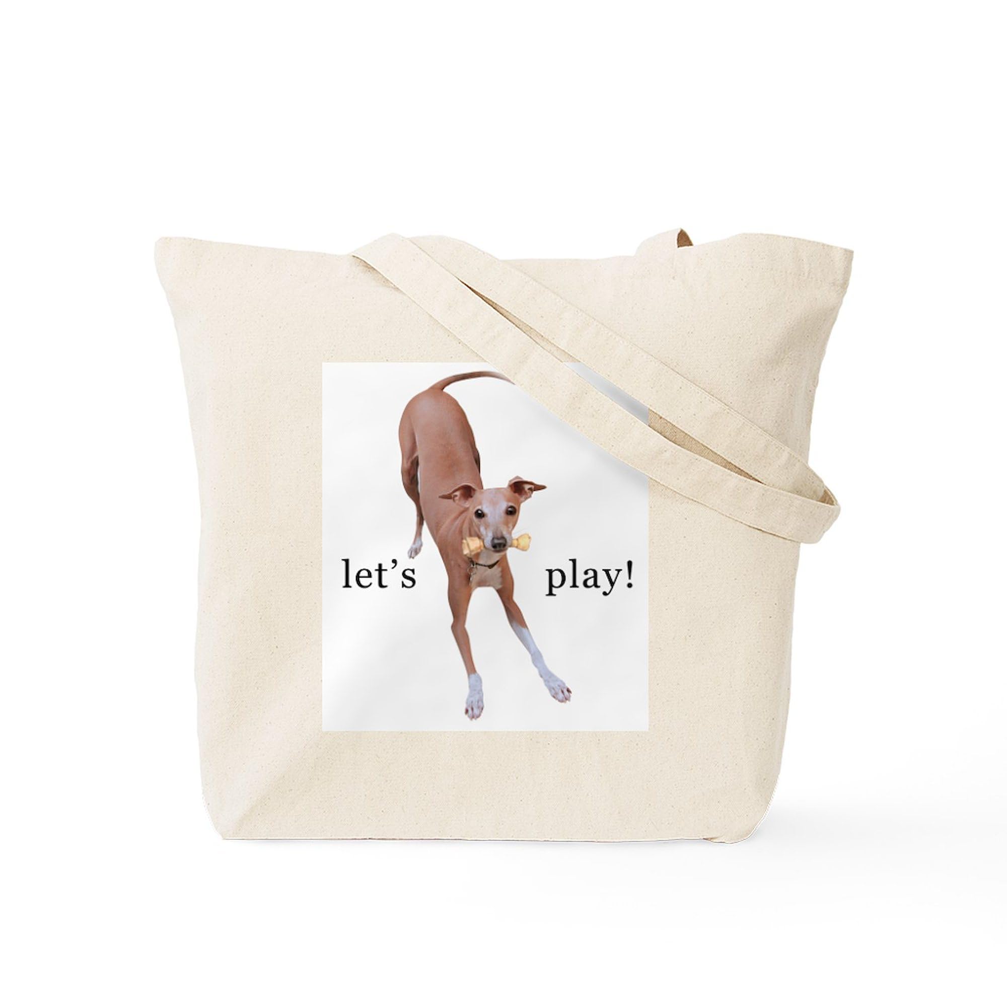Stylish Italian Greyhound 'Let's Play!' Canvas Tote Bag - Eco-Friendly Reusable Shopping Bag for Groceries, Beach & Daily Use