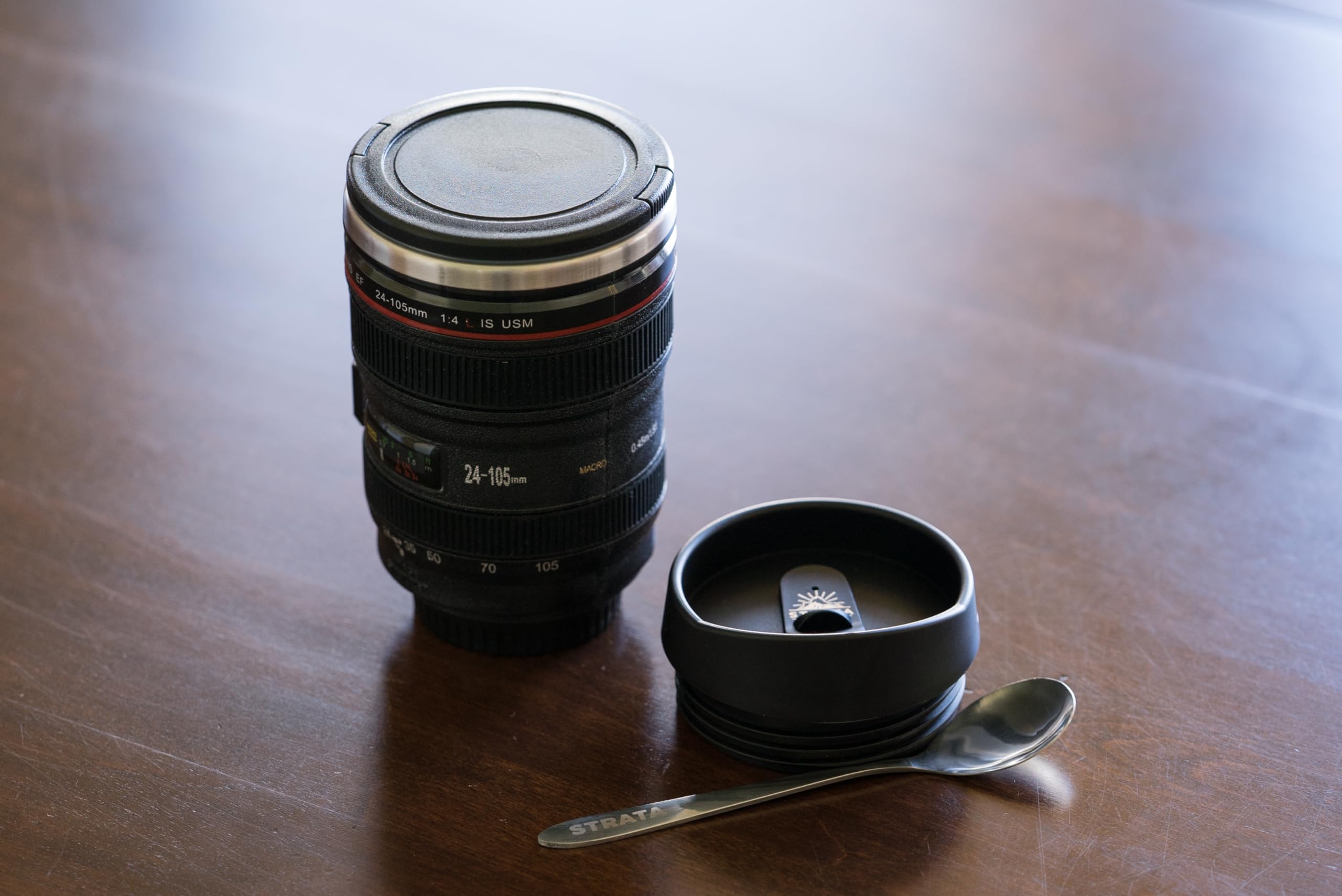 STRATA CUPS 13.5oz Camera Lens Coffee Mug with 2 Lids, Spoon & Gift Bag - Perfect Photography Gift for Men, Dad, Photographers - Great for Office, Home Use & Camera Enthusiast Collections