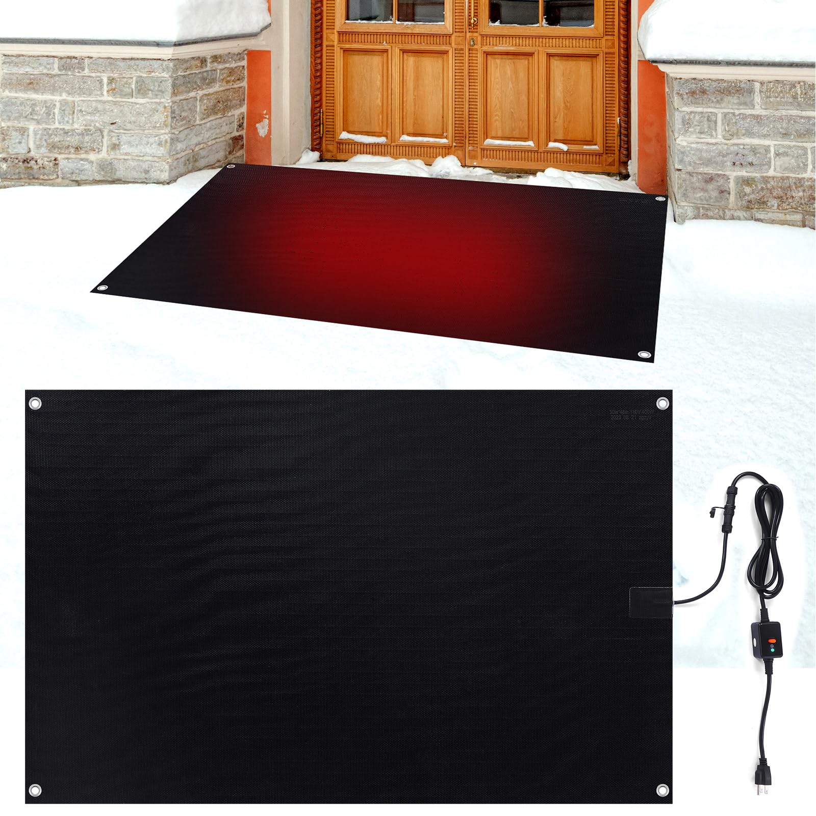 Heated Snow Melting Mats for Outdoor Use - Non-Slip Rubber Heating Entrance Mats with Plug Power Cord - Ideal for Sidewalks, Roof Walkways, and Driveways in Winter (Black, 30 x 47 Inch) - Perfect for Home, Business, and Commercial Properties