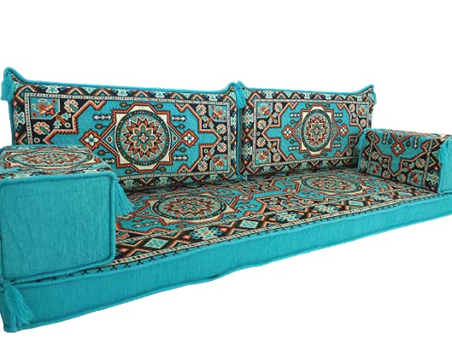 Arabic Majlis Sofa Set for Living Room - Traditional Arabic Furniture, Jalsa Couch & Loveseat with Bench Cushions | Perfect for Home Decor, Cultural Gatherings & Cozy Family Time
