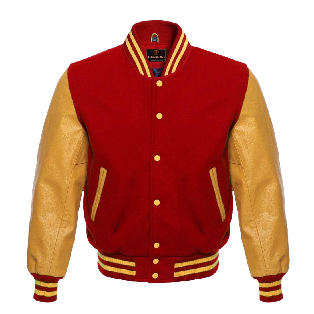 Authentic American Letterman Baseball Varsity Jacket for Men - Genuine Leather & Wool, 8 Color Options - Perfect for School, College & Casual Wear