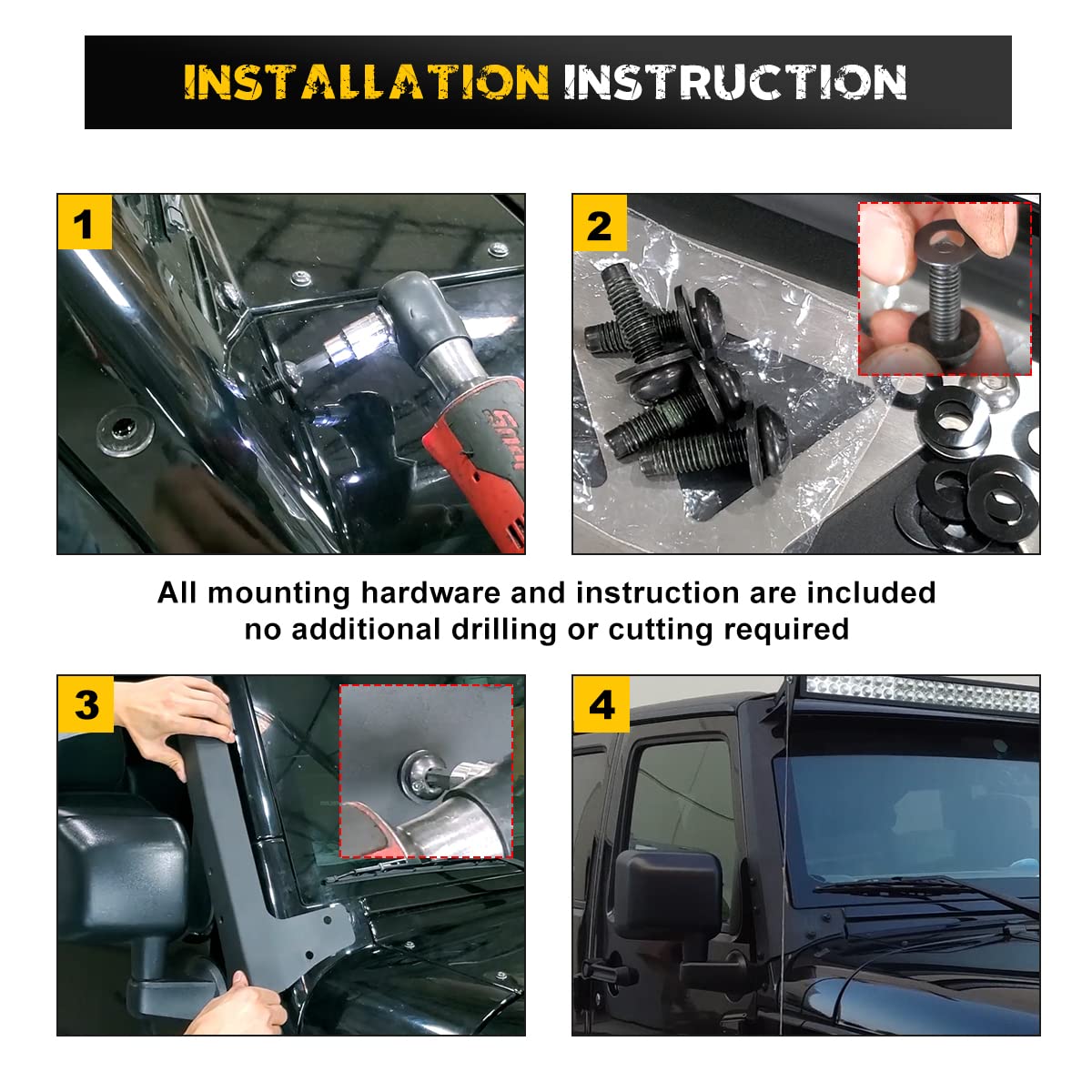 Jeep Wrangler JL JLU Unlimited & Gladiator JT LED Light Bar Mounting Brackets (2018-2025) - 50-52