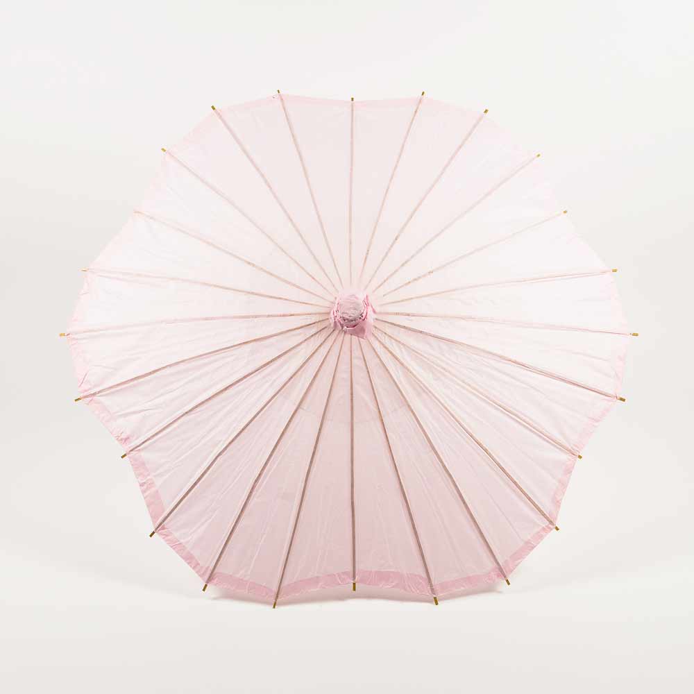 32 Inch Pink Paper Parasol Umbrella - Scallop Blossom Design with Elegant Wooden Handle | Perfect for Weddings, Tea Parties & Asian-Themed Events