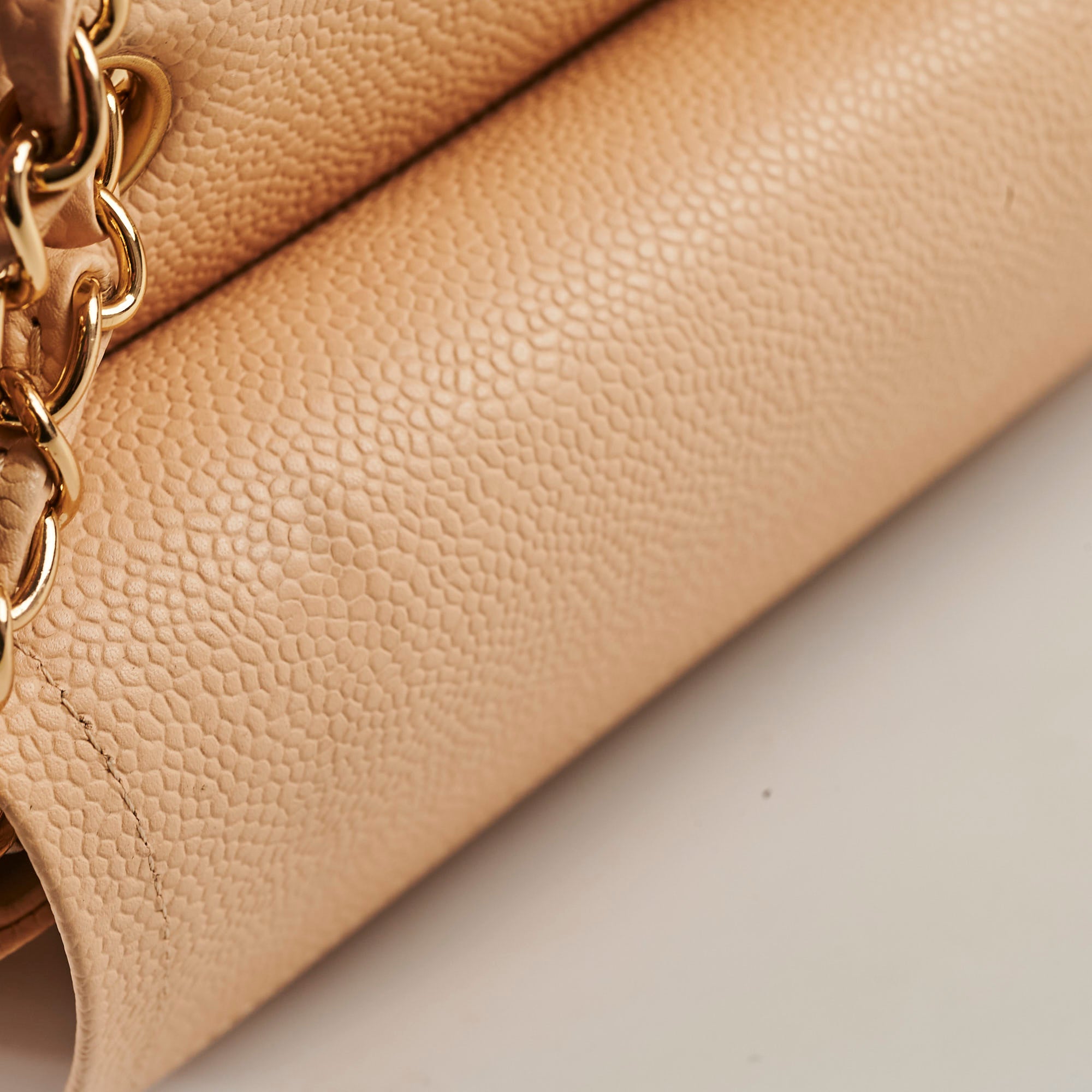 Chanel Classic Flap Bag Caviar Leather M/L Beige Claire - Luxury Designer Handbag for Women, Perfect for Work, Evening & Special Occasions