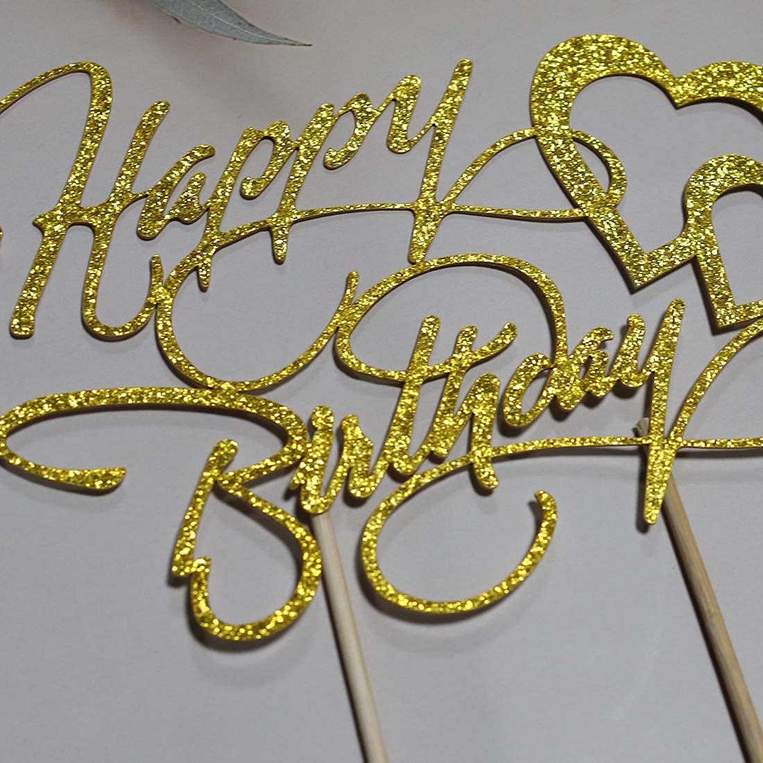 Gold Glitter Happy Birthday Cake Topper - Elegant Party Decor for Birthday Cakes, Cupcakes & Desserts - Perfect for Birthday Parties, Baby Showers & Special Celebrations