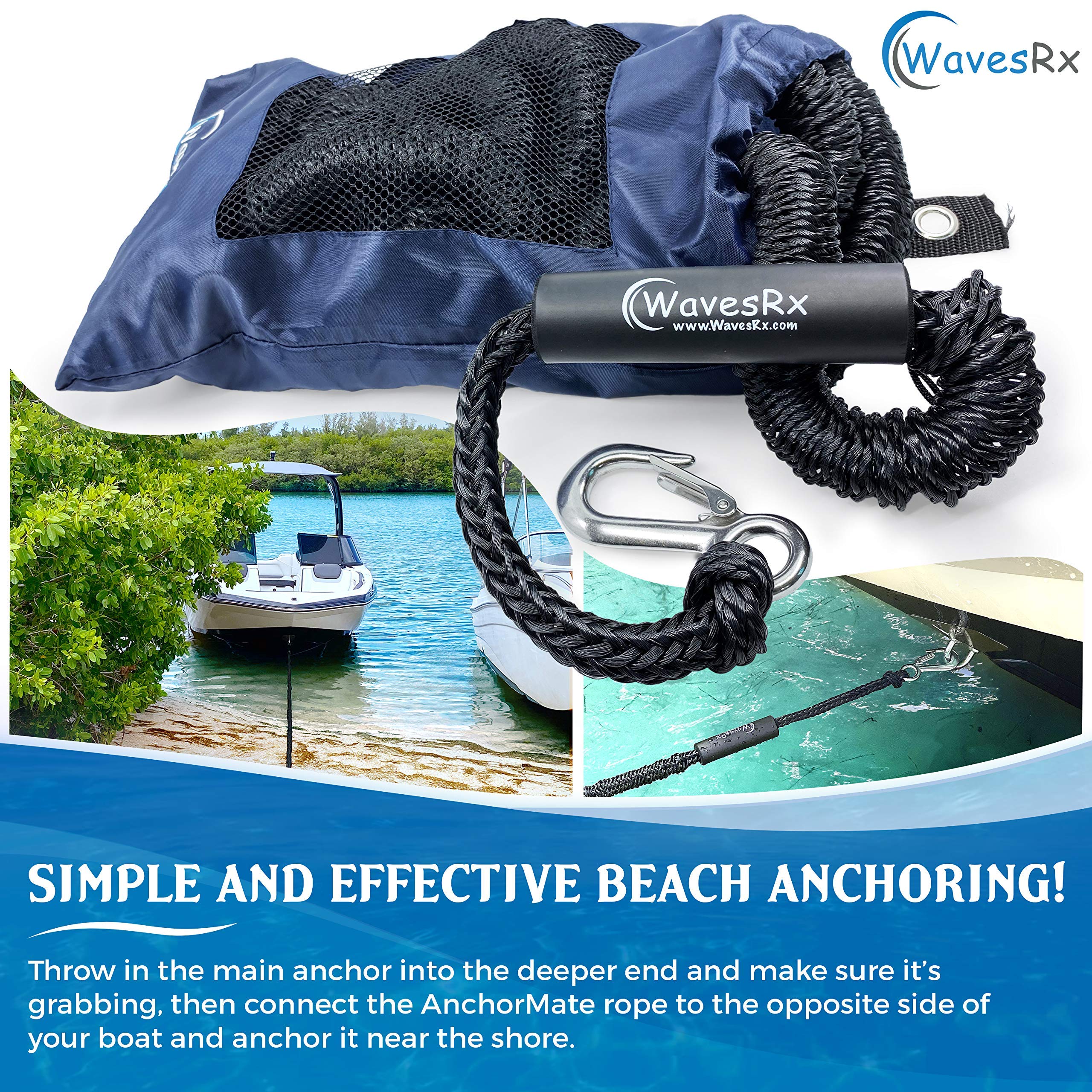 Aluminum Sand Anchor with 14' Bungee Line - Secure Watercraft Anchoring for Boats, Pontoons & Jet Skis Near Beach or Sandbar | Perfect for Shallow Water & PWC Use