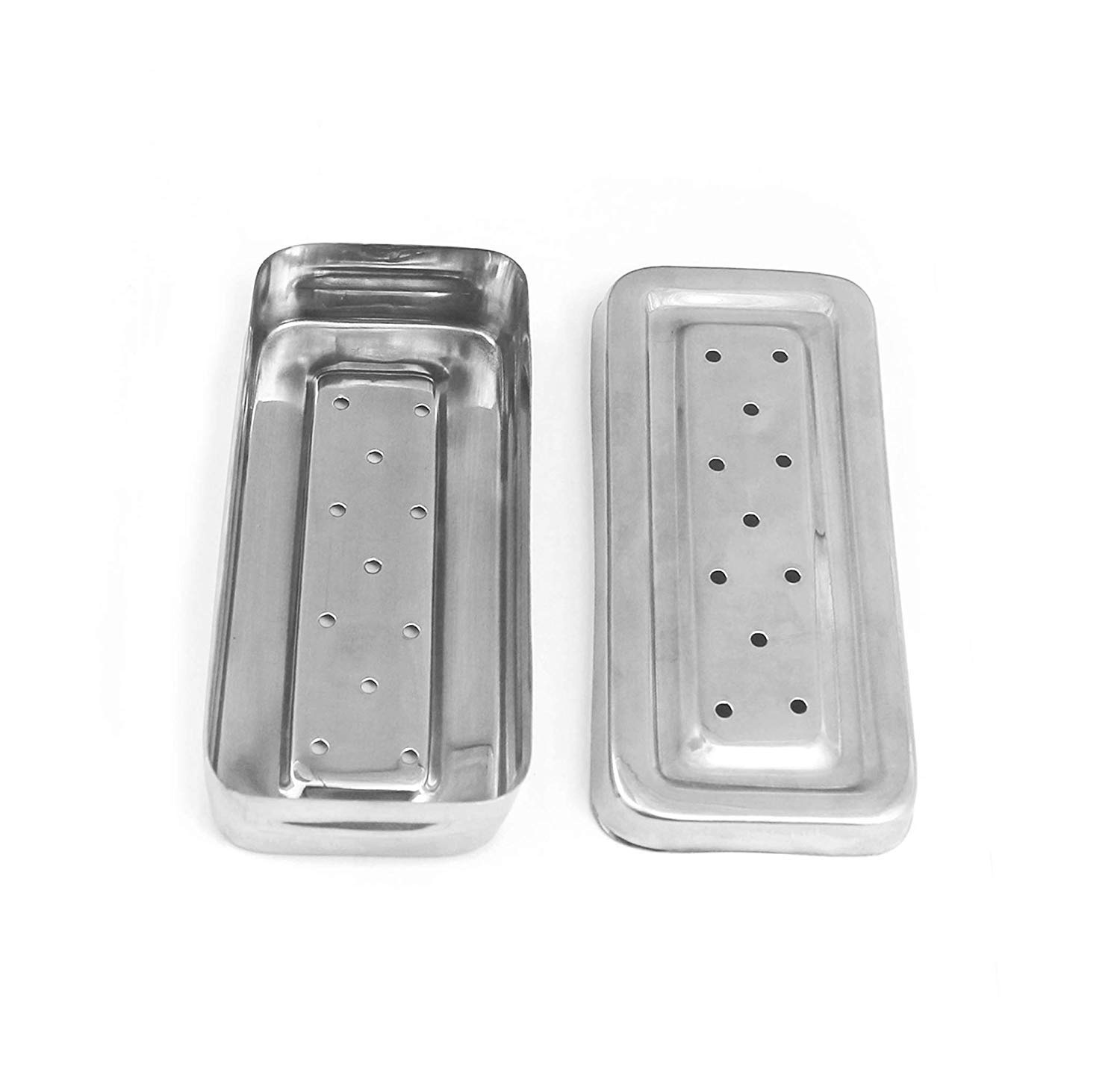 G.S 17x7x3cm Stainless Steel Perforated Holloware Tray Box - Perfect for Kitchen Organization, Restaurant Serving & Laboratory Instrument Storage