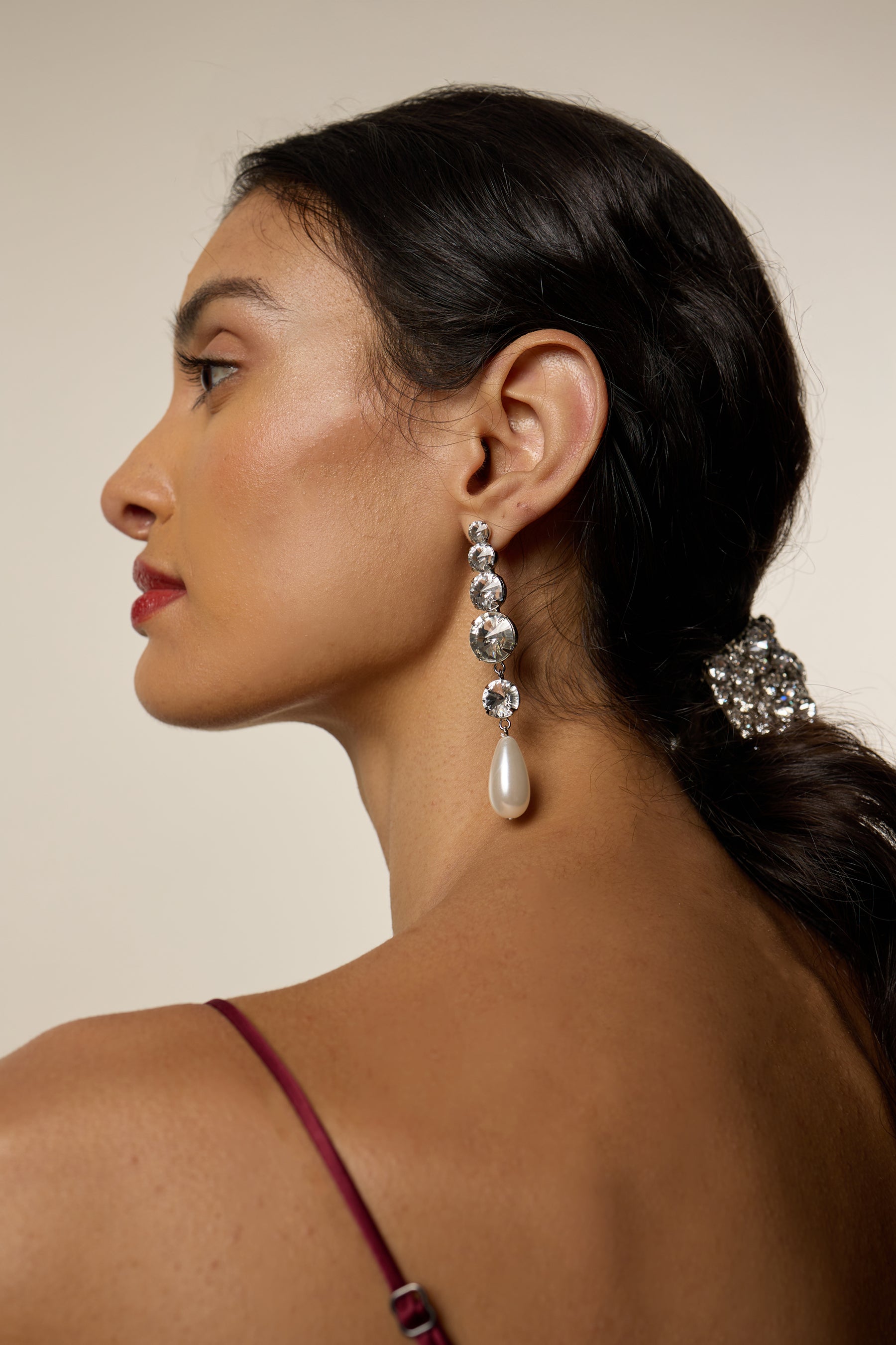 Athena Pearl and Crystal Drop Earrings - Elegant Dangle Jewelry for Women | Perfect for Weddings, Parties & Special Occasions