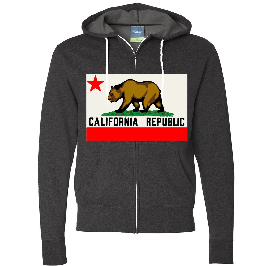 California Republic Original Bear Flag Zip-Up Hoodie for Men & Women | Vintage Style Pullover Sweatshirt | Perfect for Outdoor Activities, Casual Wear & Patriotic Events