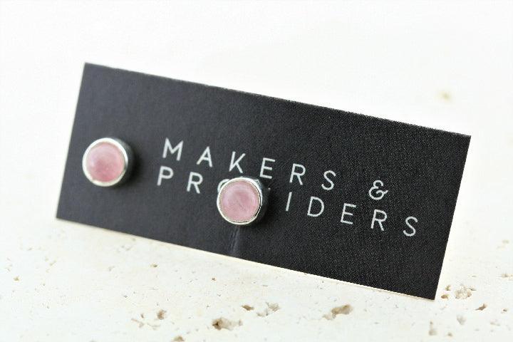 6mm Rose Quartz Stud Earrings for Women - Healing Crystal Jewelry for Daily Wear & Gifting