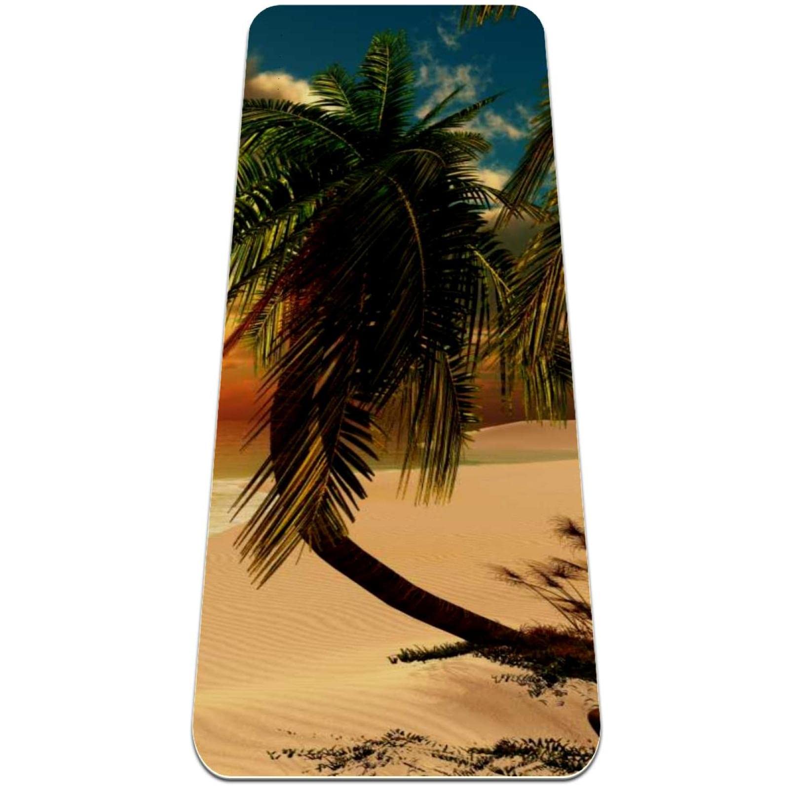 Premium Non-Slip Thick Yoga Mat for Women - Extra Cushioning Workout & Exercise Mat with Ocean Sunset Design - Ideal for Home Gym, Pilates, Hot Yoga & Beach Workouts