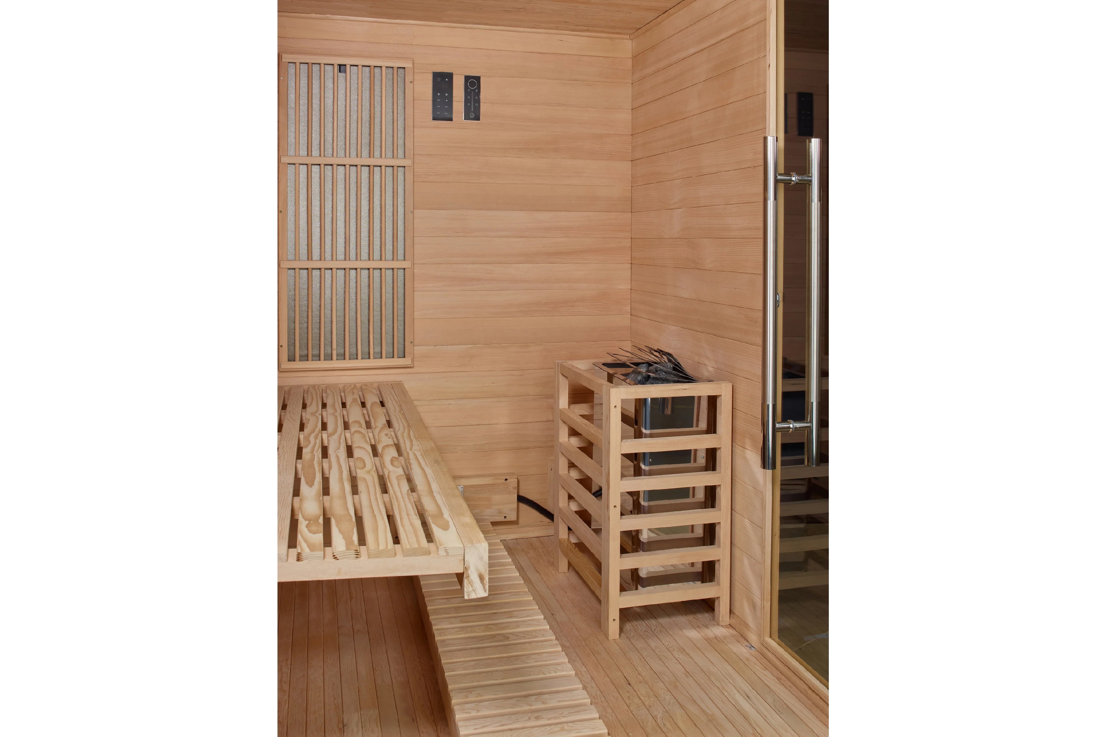 Golden Designs 2025 Soria 3-Person Hybrid Sauna for Indoor Use - Full Spectrum Infrared & Traditional Steam with Harvia Stove - Perfect for Home Relaxation, Detox & Muscle Recovery