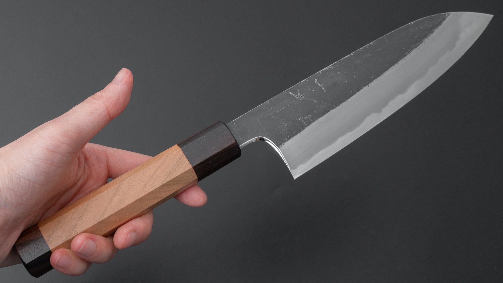 Hitohira Togashi Blue #2 Kurouchi Santoku Knife - 7