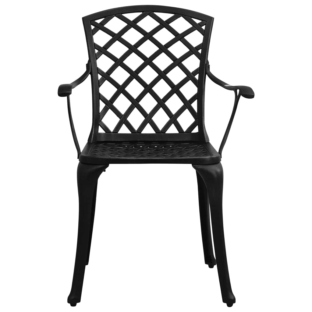 vidaXL 5-Piece Black Cast Aluminum Bistro Set - Weather-Resistant Patio Dining Table & 4 Chairs for Outdoor Garden, Balcony, or Poolside Use
