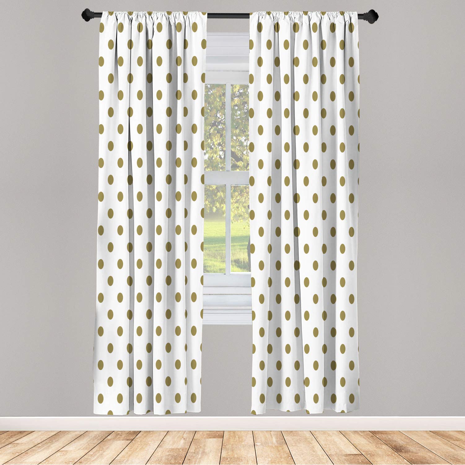 Ambesonne Polka Dot Window Curtains Set of 2 - Vintage Retro Circle Design, Lightweight Decorative Panels with Rod Pocket, 56