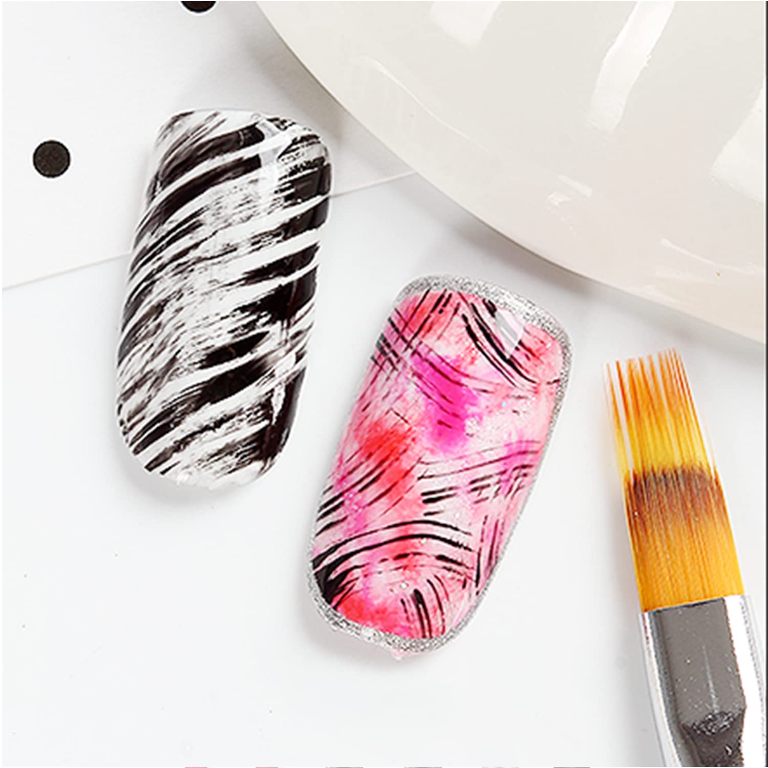 **DANNEASY 6Pcs Nail Brush Set - Acrylic Nail Art Brush, Ombre Brush, Oblique Head French Tips Brush, Nail Painting Pen & Gradient Brushes for Professional Nail Design | Perfect for Salon, DIY Manicure & Nail Art Enthusiasts**