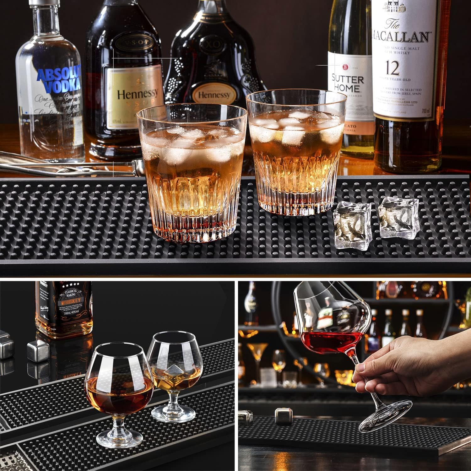 Olrada Non-Slip Spill Mat for Bars & Restaurants - 24x4 Inch Waterproof Counter Protector, Durable Bar Rail Runner for Kitchen, Home & Commercial Use - Ideal for Drink Spills, Food Prep & Table Decoration