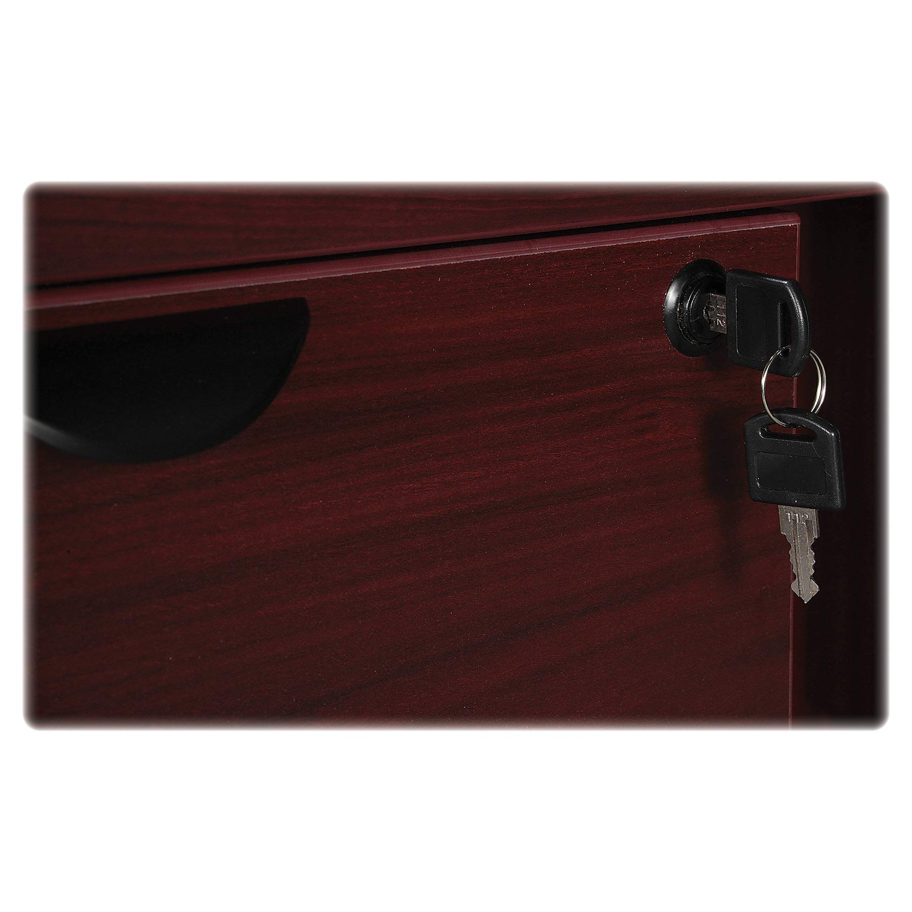 Lorell Prominence 2.0 Mahogany Laminate Right-Pedestal Desk with File Drawer - Home Office & Business Workspace Solution