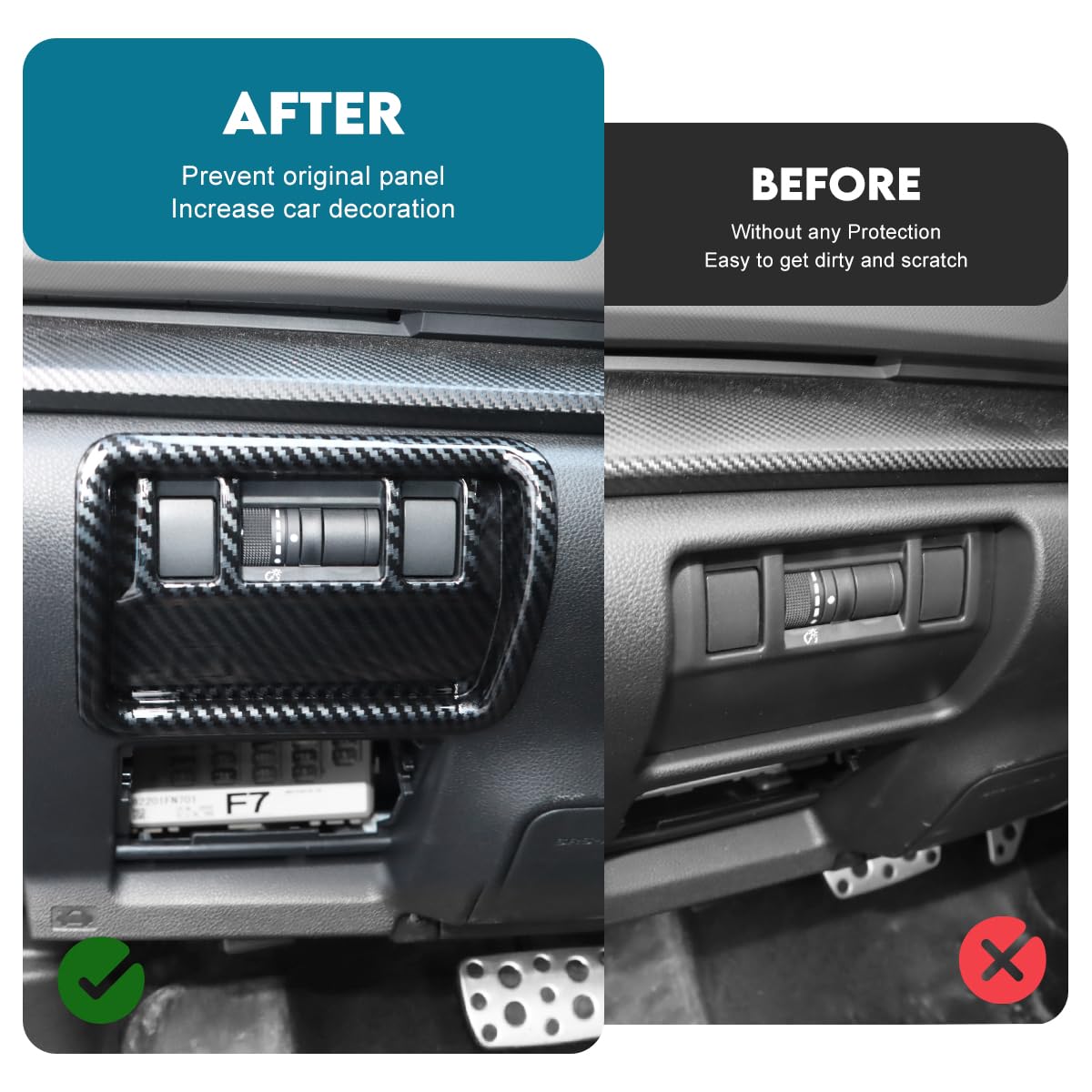 Carbon Fiber Headlight Adjust Button Cover for Subaru Crosstrek/Impreza - Dashboard Upgrade for Night Driving