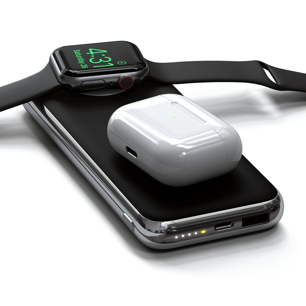 Satechi Quatro 10000mAh Wireless Portable Charger - Fast Charging Power Bank for iPhone, Samsung, AirPods - Perfect for Travel, Work & Outdoor Adventures