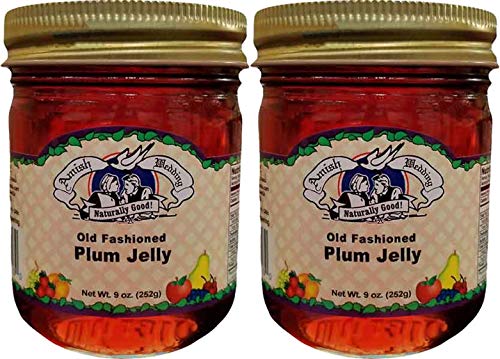 Amish Wedding Foods Old Fashioned Plum Jelly - 2 Pack (9 oz Each) | Homemade Preserves, Natural Fruit Spread | Perfect for Toast, Pancakes & Gift Giving