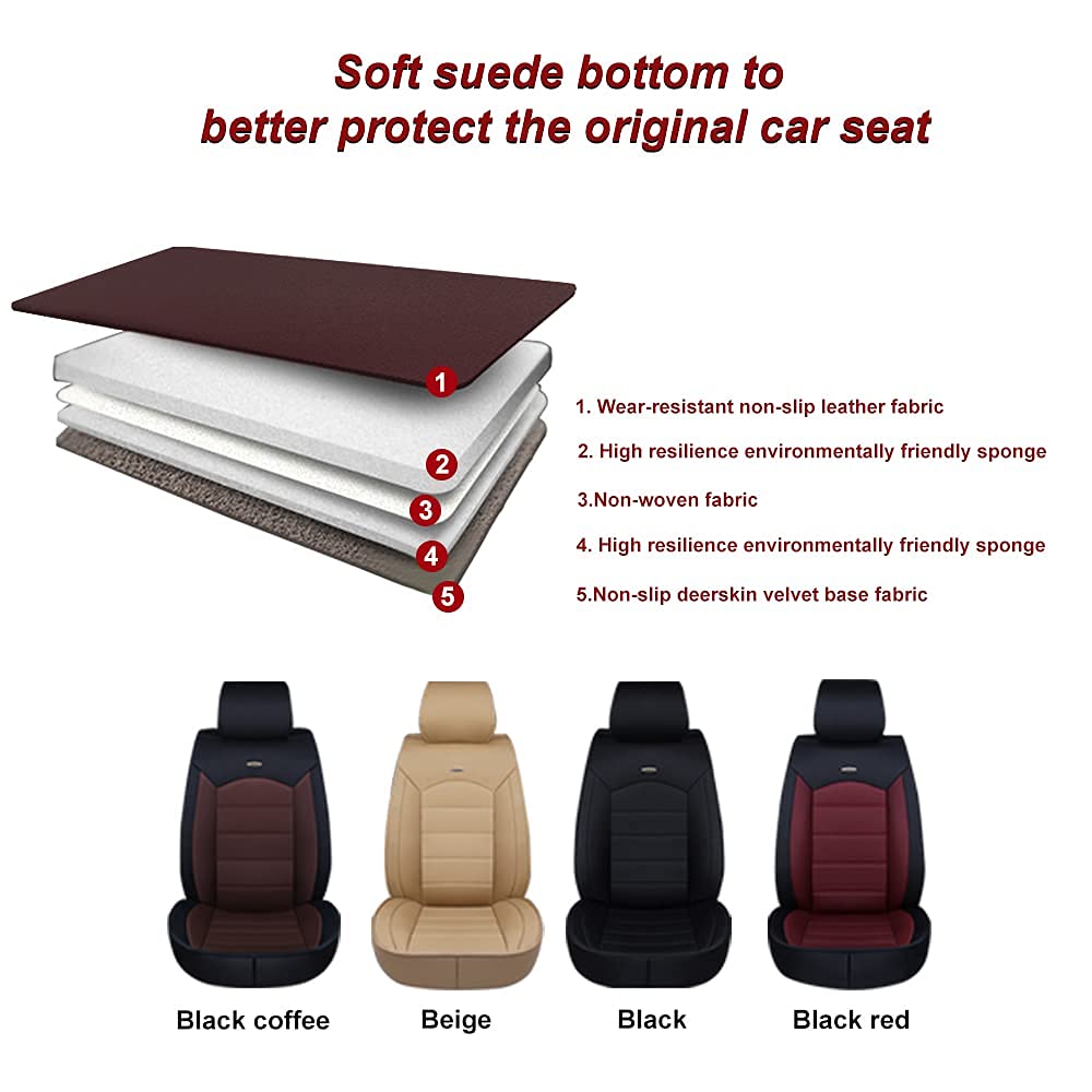 Premium PU Leather Front & Rear Seat Covers with Headrest Backrest Cushions for Hyundai Santa Cruz - Breathable, Wear-Resistant Black & Coffee Design - Perfect for Daily Commute, Road Trips & Car Protection