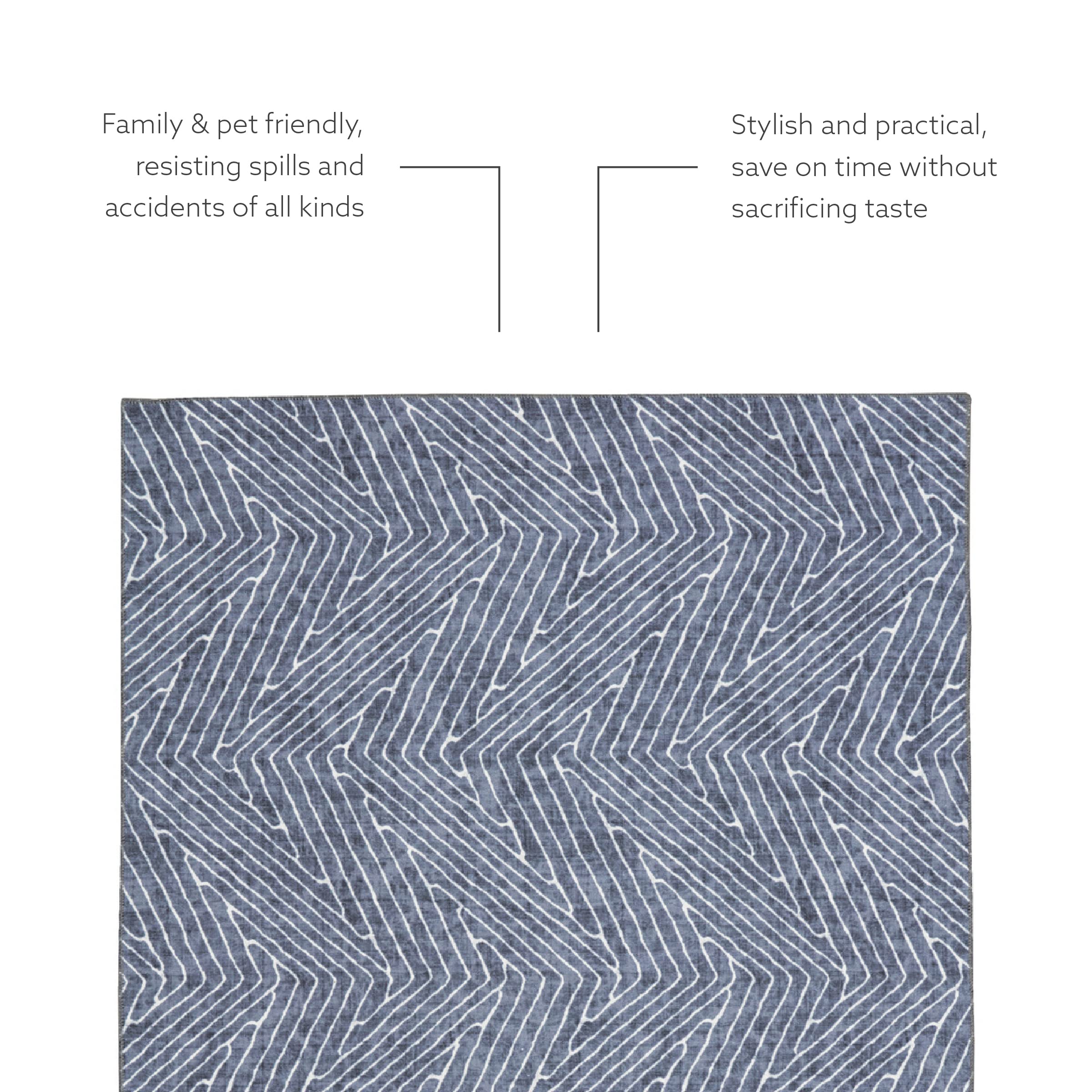 Linon Home Decor Washable Rug 5' X 7' Area Rug - Varishna Grey & Ivory | Non-Slip, Stain Resistant | Perfect for Living Room, Bedroom, Dining Room & Home Office Decor