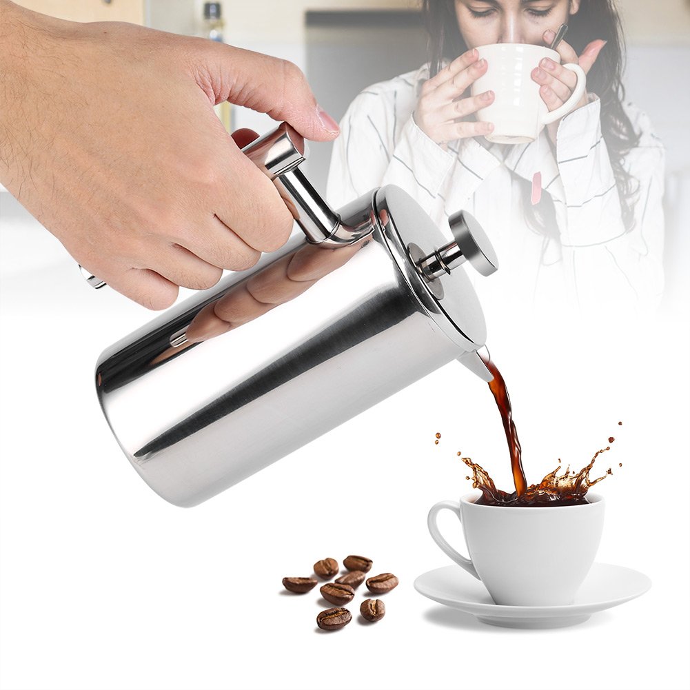 Premium Stainless Steel French Press Coffee Maker - 350ml Double Wall Insulated, Rust-Proof for Espresso & Tea - Perfect for Home, Office, Camping & Gifts