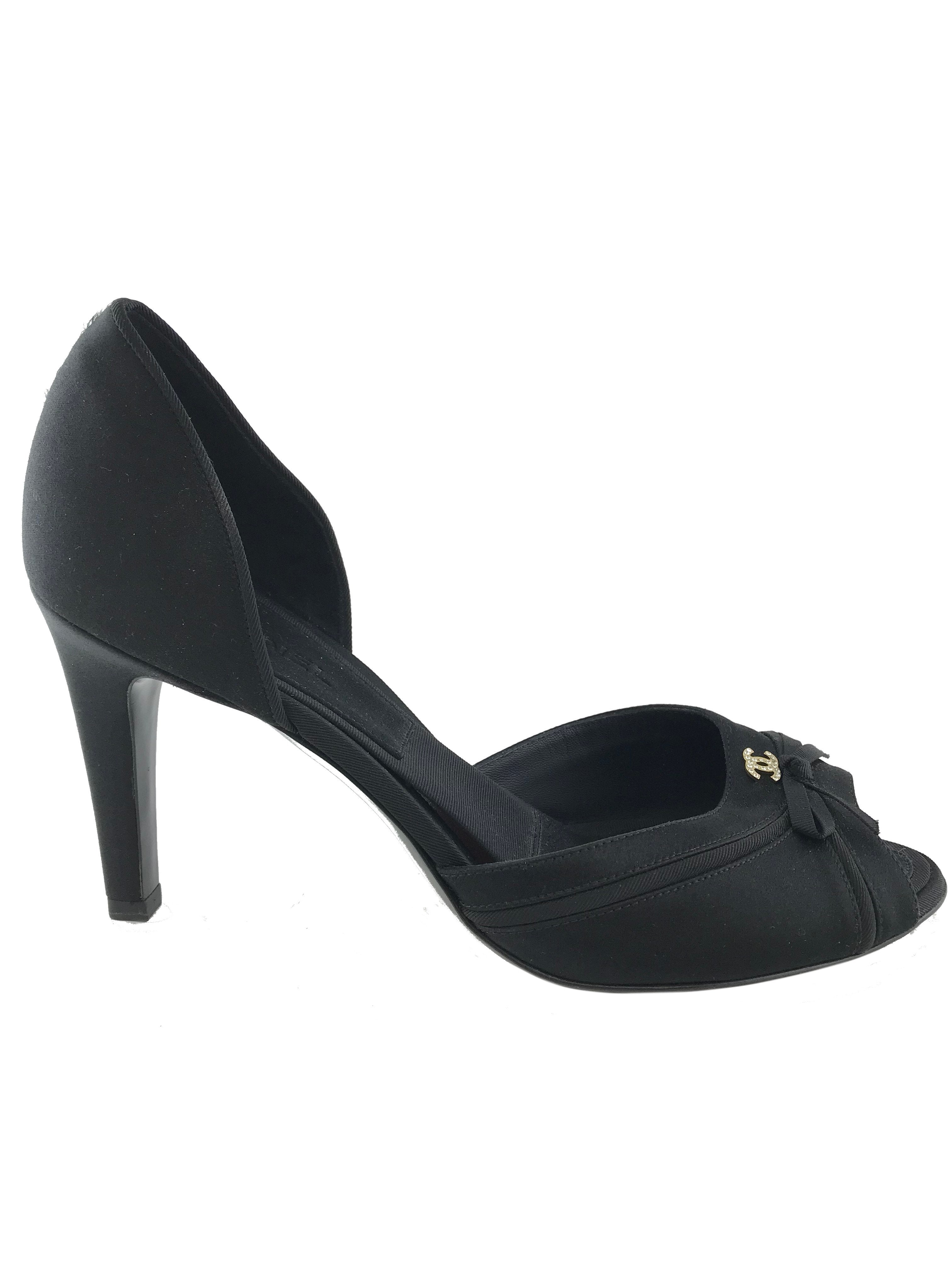 Chanel Satin CC d'Orsay Pumps Women's Size 8 | Luxury Designer Heels for Weddings, Parties & Formal Events