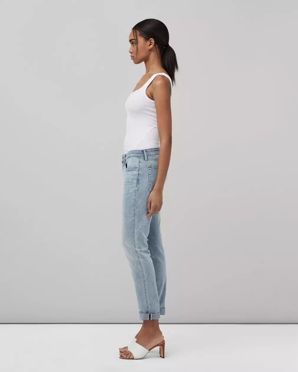Dre Low Rise Boyfriend Jeans for Women - White Haven Distressed Denim | Casual Comfort Fit for Everyday Wear & Weekend Outings