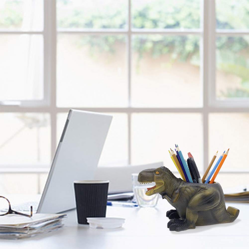 Large Capacity T-Rex Dinosaur Pen Holder with Phone Stand - Multifunctional Desk Organizer for Office, School & Home Decor | Pencil Cup, Makeup Brush Holder & Stationery Storage